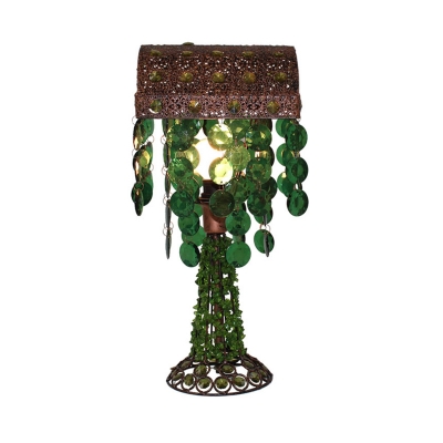 Metal Green Night Table Light Cascading 1 Light Traditional Nightstand Lamp for Living Room