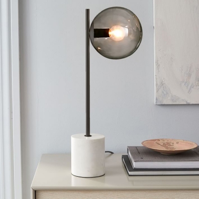 Modernism Global Small Desk Lamp Smoke Gray Glass 1 Bulb Dining Room Task Lighting