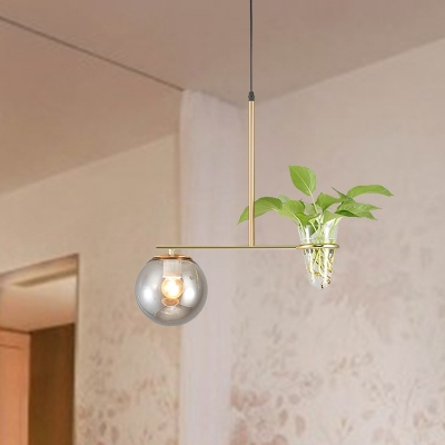 Plant Deco Dining Table Pendant Industrial Milk White/Smoke Grey Glass 1 Head Gold/Black Hanging Lamp Kit