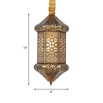 1 Head Hexagonal Pendant Lighting Metal Decorative Ceiling Suspension Lamp in Brass
