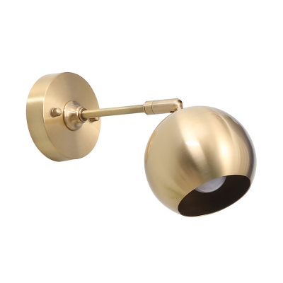 Contemporay 1 Head Sconce Light Brass Globe Wall Lighting Fixture with Metal Shade