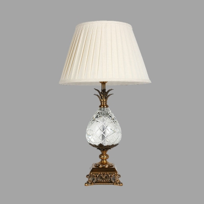 K9 Crystal Pineapple Table Light Traditionalist Single Head Bedroom Nightstand Lamp in White