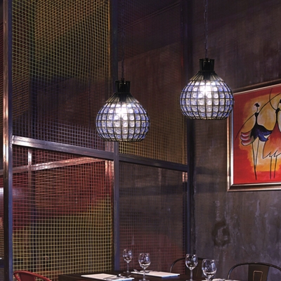 Traditional Globe Down Lighting Pendant 1 Bulb Metal Hanging Ceiling Light in Red/Green/Purple for Restaurant