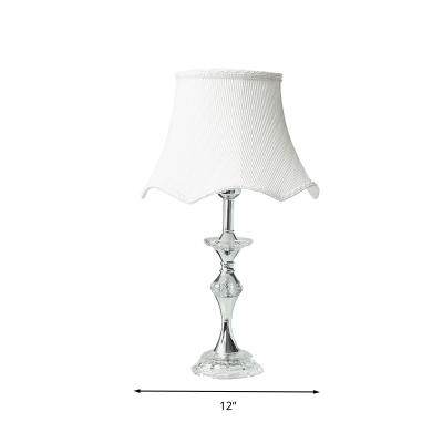 1 Head Candlestick Table Lamp Traditional Clear Crystal Nightstand Light with White Fabric Shade