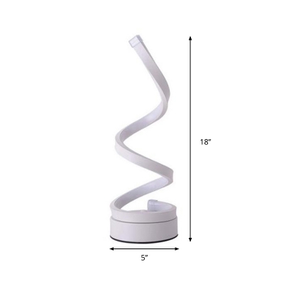 Acrylic Spiral Task Lighting Contemporary LED White Nightstand Lamp in White/Warm Light