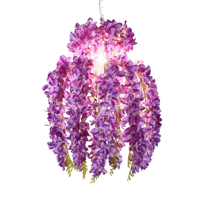 Bloom Metal Pendant Lighting Fixture Industrial 1 Light Restaurant LED Ceiling Suspension Lamp in Purple