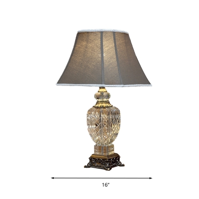 Brown 1 Bulb Night Light Traditional Hand-Cut Crystal Urn Table Lamp with Carved Base for Bedroom