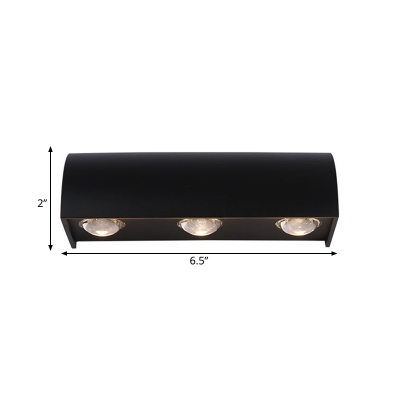 Metal Curved Sconce Light Contemporary LED Black Wall Mounted Lighting in White/Warm Light
