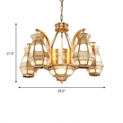 8 Heads Metal Hanging Chandelier Traditional Brass Armed Living Room Ceiling Pendant Light