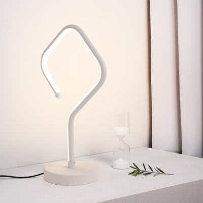 Acrylic Square Table Light Contemporary LED White Nightstand Lamp for Bedroom, White/Warm Light