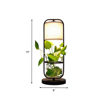 Barrel Bedroom Table Light Industrial Metal LED Black Dimmable/General Night Lamp without Plant