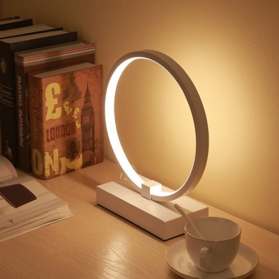 Circular Acrylic Task Lighting Contemporary LED White Night Table Lamp in White/Warm Light