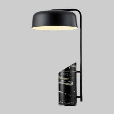 Contemporary 1 Bulb Desk Lamp Black Cylinder Reading Book Light with Metal Shade