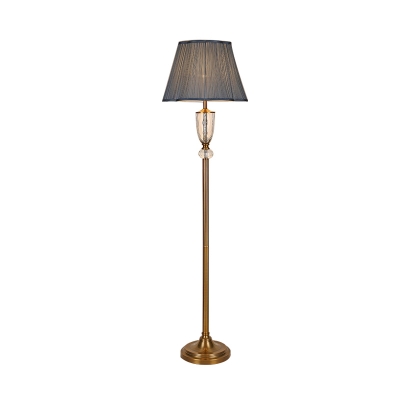 Empire Shade Living Room Floor Light Retro Translucent Crystal 1 Bulb Blue Standing Lamp