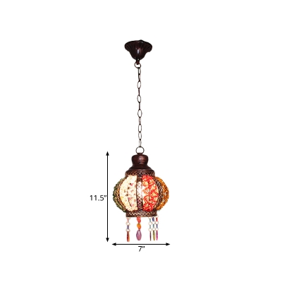 Globe Restaurant Pendant Lamp Decorative Metal 1 Head Rust Hanging Ceiling Light