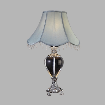 K9 Crystal Gray Table Light Scalloped Single Bulb Vintage Night Lamp for Living Room