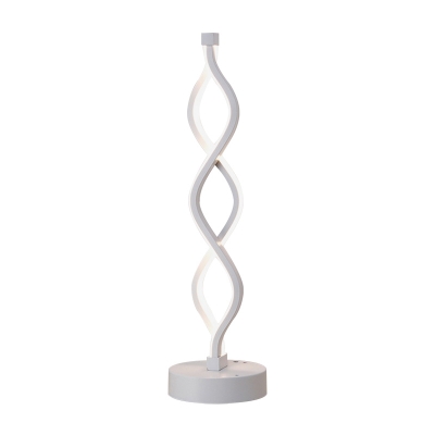 LED Bedroom Table Light Minimalist White Nightstand Lamp with Spiral Acrylic Shade in White/Warm Light