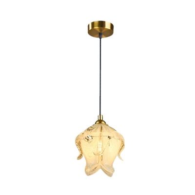 Traditional Blossom Hanging Pendant 1 Head Clear Crystal Suspended Lighting Fixture for Bedroom