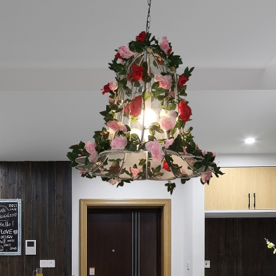 1-Bulb Metal Hanging Light Fixture Industrial Pink/Light Pink Rose/Cherry Blossom Restaurant LED Down Lighting