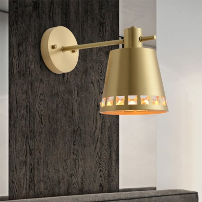 Contemporary 1 Bulb Wall Lighting Brass Conical Sconce Light Fixture with Metal Shade