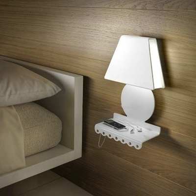 Contemporary 1 Head Sconce Light White Tapered Wall Mounted Lighting with Metal Shade