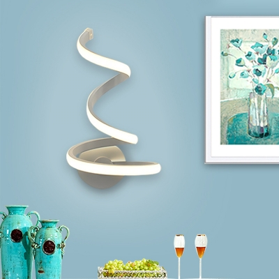 Contemporary LED Sconce White Spiral Wall Mounted Light Fixture with Acrylic Shade
