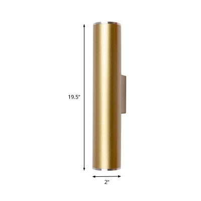 Cylindrical Sconce Modernism Metal 1 Bulb Gold Wall Mounted Light Fixture, 12