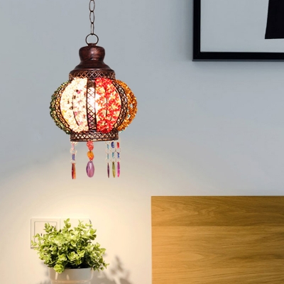 Globe Restaurant Pendant Lamp Decorative Metal 1 Head Rust Hanging Ceiling Light