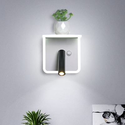 LED Acrylic Sconce Lighting Fixture Simple White Round/Square Bedroom Plant Wall Mount Light in Warm/White Light