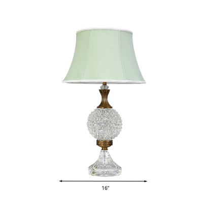 Light Green 1 Bulb Night Light Traditional Clear Crystal Bead Paneled Bell Table Lamp for Restaurant