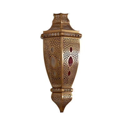 Urn-Shaded Bedroom Sconce Decorative Metal 1 Bulb Brass Wall Mounted Light Fixture