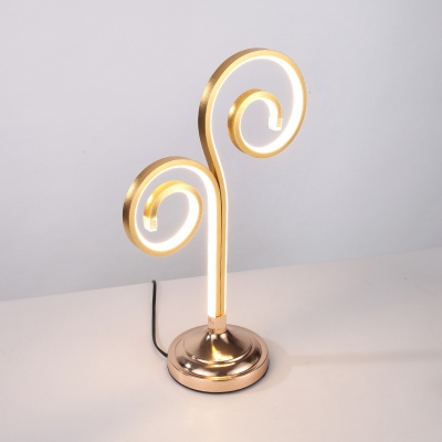 Acrylic Curvy Task Lighting Modern LED Gold Night Table Lamp in White/Warm Light for Bedroom