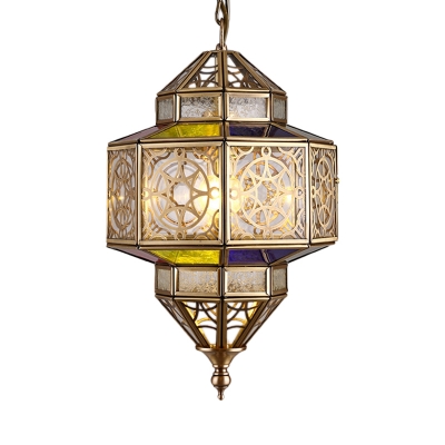 Brass Lantern Ceiling Lamp Traditional Metal 1 Head Dining Room Suspended Lighting Fixture