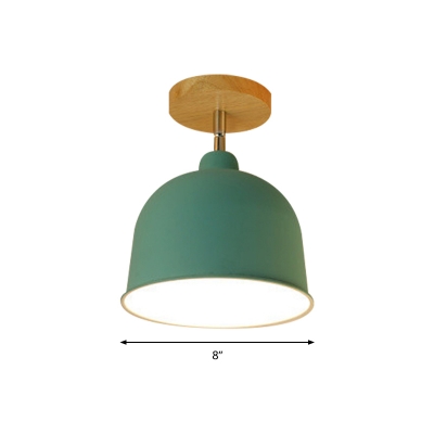 Green/Red/Yellow Bowl Ceiling Fixture Modern Fashion Rotatable Metal Single Head Semi Flush Light
