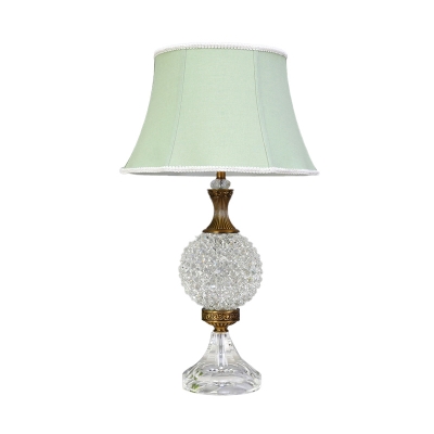 Light Green 1 Bulb Night Light Traditional Clear Crystal Bead Paneled Bell Table Lamp for Restaurant
