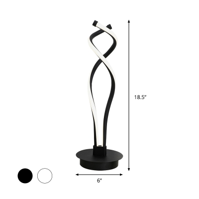 Minimalist LED Task Lighting Black/White Twisted Night Table Lamp with Acrylic Shade