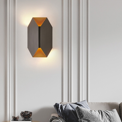 Modernist 1 Head Sconce Light Black Hexagonal Wall Mounted Lamp with Metal Shade