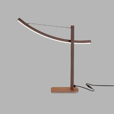 Acrylic Bent Task Lighting Modernism LED Coffee Small Desk Lamp with Rectangular Metal Base in White/Warm Light