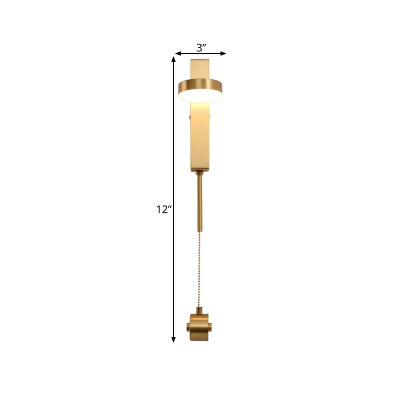 Brass Circular Wall Lamp Modernism 1 Bulb Metal Sconce Light Fixture in White/Warm Light