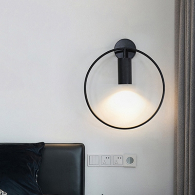 Contemporary 1 Bulb Sconce Light Black Cylindrical Wall Mounted Lighting with Metal Shade