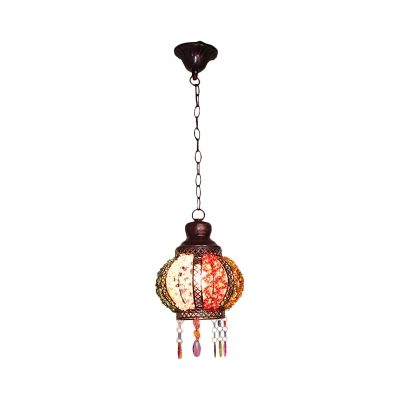 Globe Restaurant Pendant Lamp Decorative Metal 1 Head Rust Hanging Ceiling Light