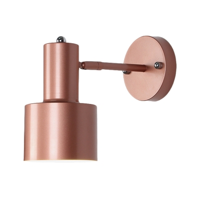 Metal Cylinder Wall Lamp Modernist 1 Head Rose Gold/Gold Sconce Light Fixture with Rotating Node