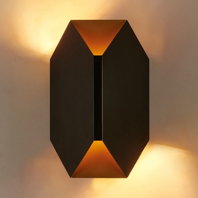Modernist 1 Head Sconce Light Black Hexagonal Wall Mounted Lamp with Metal Shade