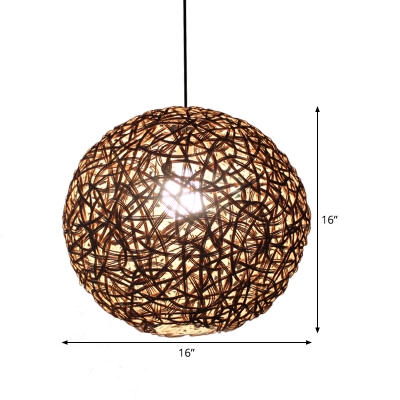 Round Ceiling Lamp Chinese Rattan 1 Bulb 12
