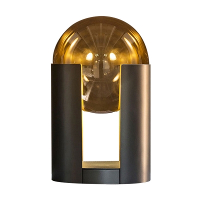 Round Desk Light Modernist Gold Glass 1 Bulb Task Lighting with Tube Metal Base, 8