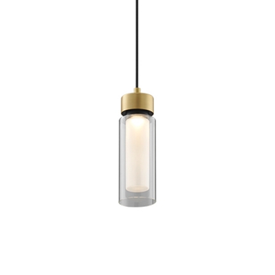 1 Bulb Bottle Pendant Light Contemporary Clear Glass Suspended Lighting Fixture in Black and Gold