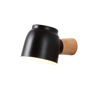 1 Head Bedside Wall Lighting Modernism Black Sconce Light Fixture with Domed Metal Shade