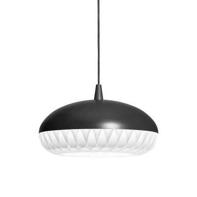 1 Head Living Room Ceiling Light Modern Black/White Pendant Lighting Fixture with Hat Metal Shade