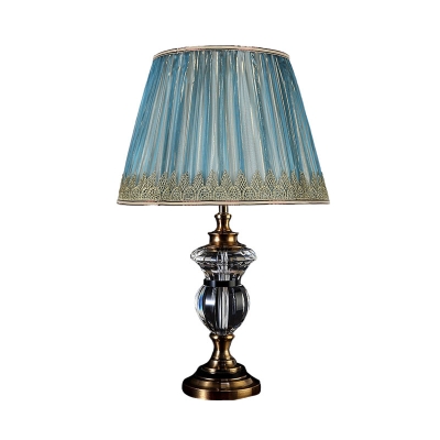 Barrel Bedroom Table Light Retro Beveled Crystal Prism Single Light Blue/Light Purple/Beige Nightstand Lamp