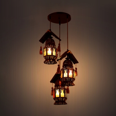 Bronze Jar Down Lighting Chandelier Art Deco Metal 3 Bulbs Dining Room Cluster Pendant Light